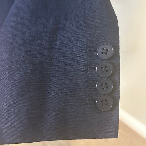 J. crew women's navy 100% linen one button blazer fully lined size 0 - Picture 3 of 6
